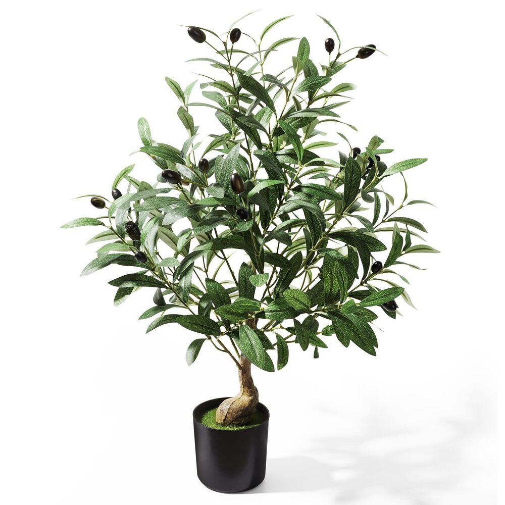 2553 2ft Artificial Olive Tree with Pot, Tabletop Faux Plants Mini Trees
